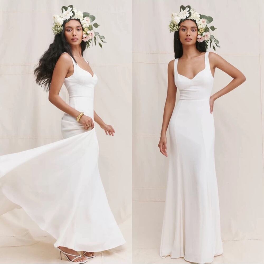 REFORMATION Lecce Bridal Wedding Ivory White Maxi Dress Size 0